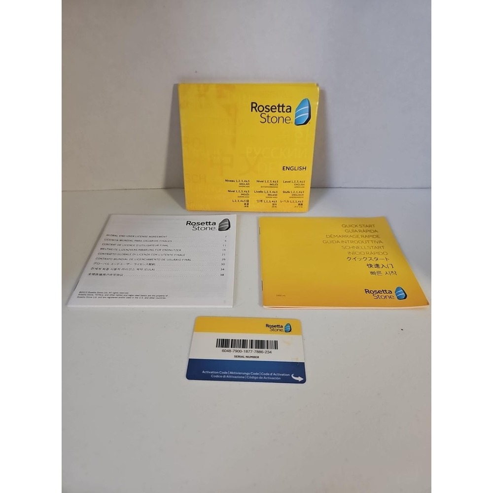 Rosetta Stone English American Levels 1-5 PC Mac Box Set w/ Original Receipt